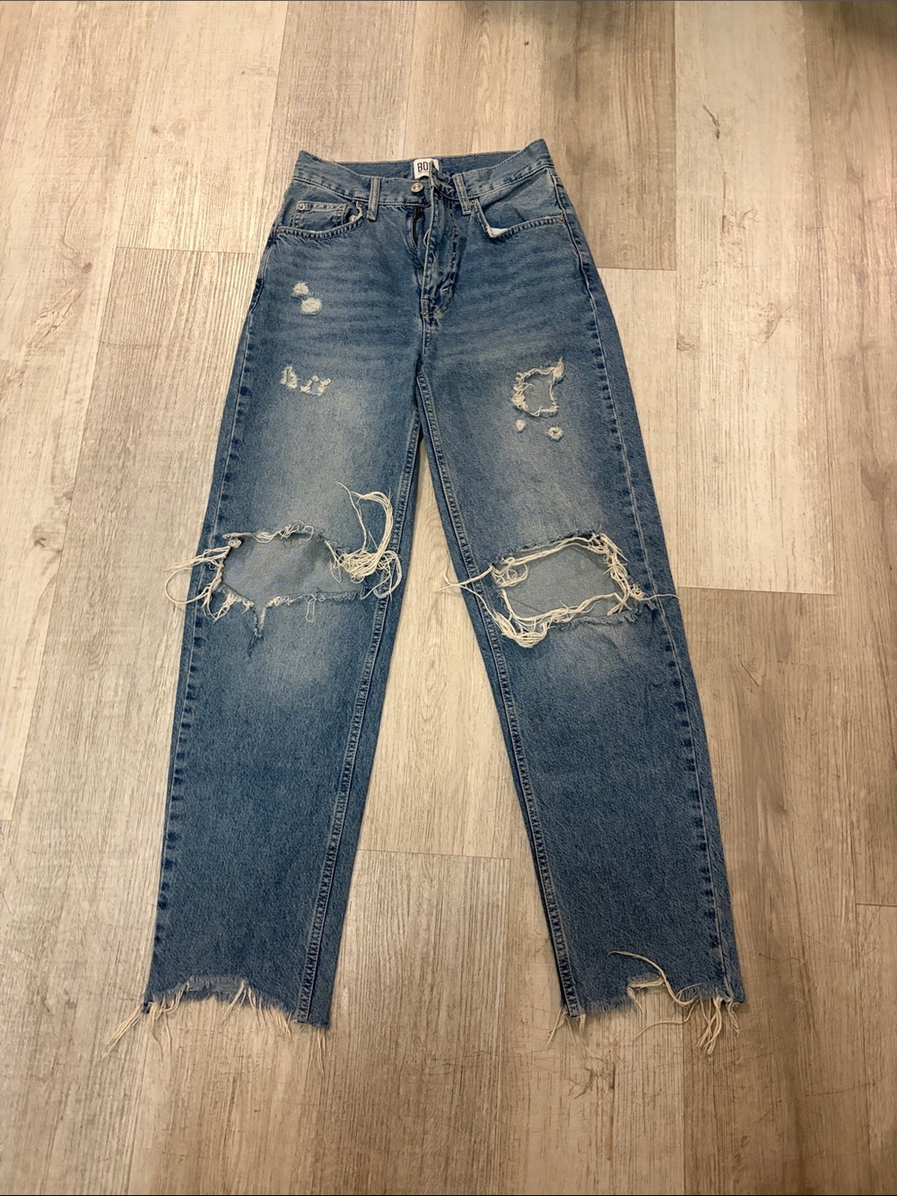 Urban Outfitters Distressed Boyfriend Jeans - Light Blue